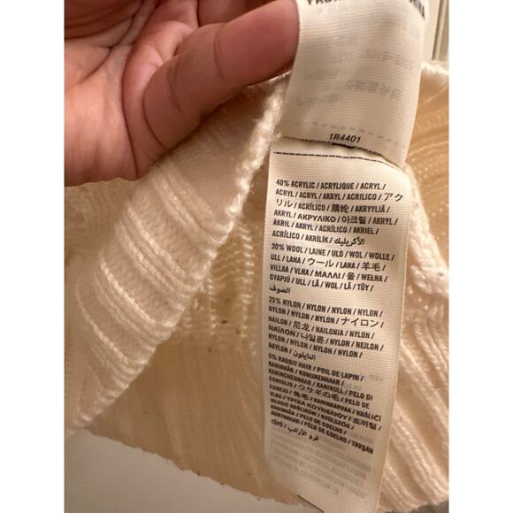 Abercrombie & Fitch Wool Blend Open Knit Sweater Coastal Grandma Fall Layer L - Picture 6 of 7